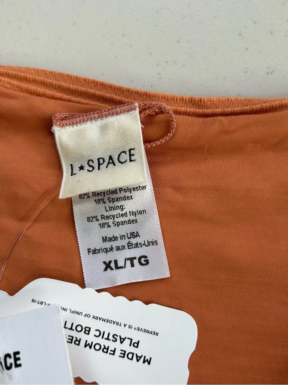 L*Space Tropical Orange Sandy Classic Bikini Bottom Size XL Ribbed New